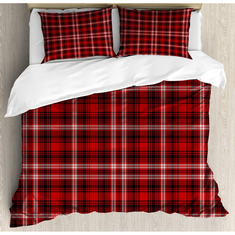 Plaid Duvet Cover Set, Nostalgic Striped Pattern From British Country Constras