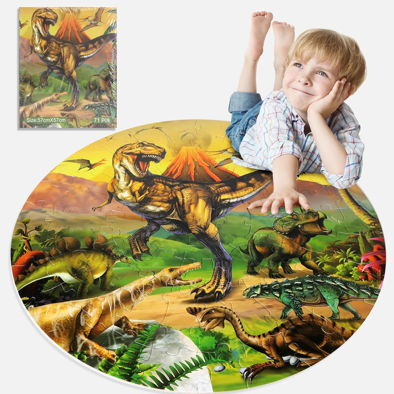 Floor Puzzles For Kids Ages 4 8, 71 Piece Dinosaur Large Jigsaw Puzzle For