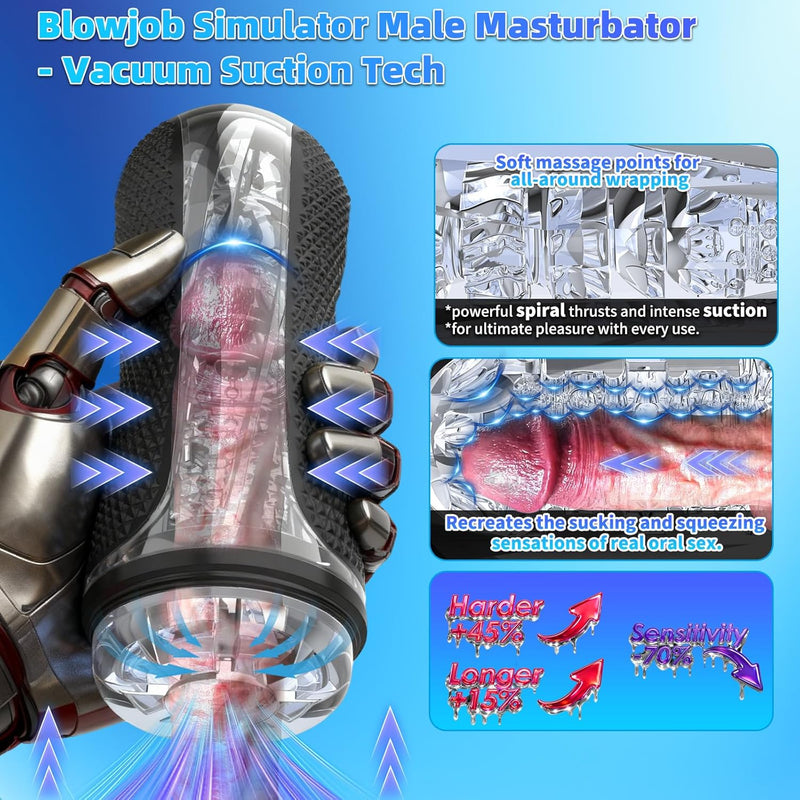 Male Masturbator Sex Toys For Men - Pocket Pussy For Intense Pleasure With Realistic Oral & Vacuum Sensation, Ultra-Soft Reusable Stroker Penis Trainer For Solo/Couple Use In Any Private Setting.