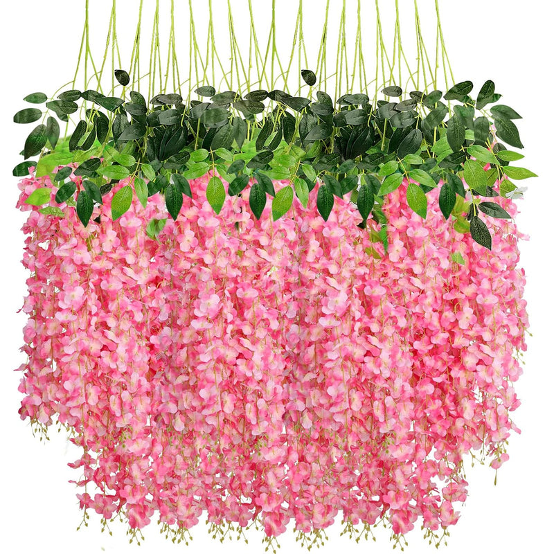 18 Pack Wisteria Hanging Flowers 3.7 Feet Artificial Flowers Fake Wisteria Vin