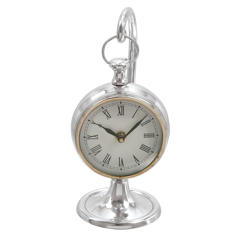 Coastal Aluminum Abstract Clock, 5" X 5" X 11", Silver