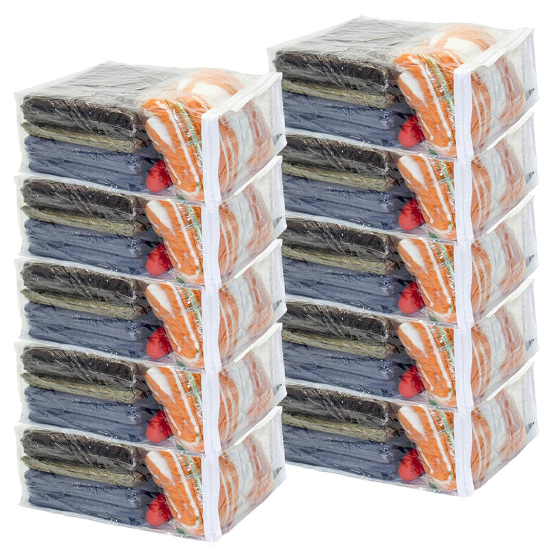 Clear Vinyl Zippered Storage Bags 15 X 18 X 7 Inch 10-Pack