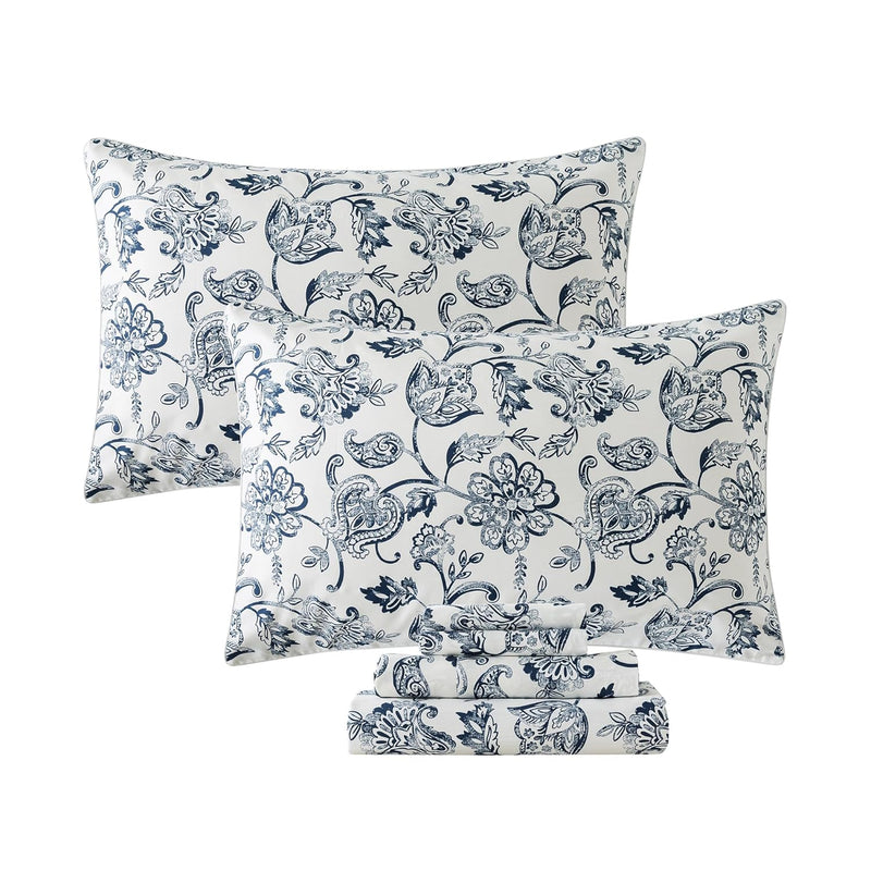 Paisley Sheets Set King Luxury Navy Paisley Bedding Shabby Beige Floral Bed Sh