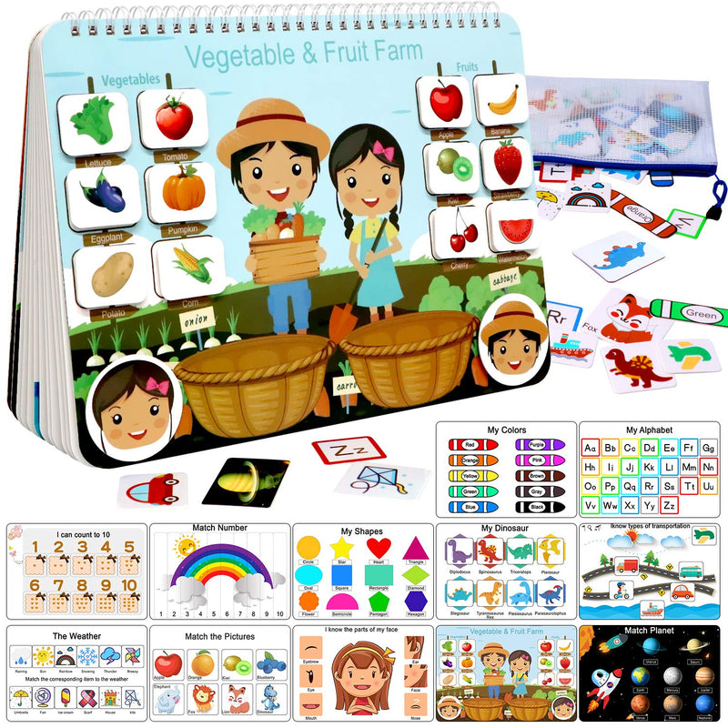 Busy Book For Kids, Montessori Autism Sensory Educational Toys, 12 Pages To