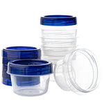 Deli Containers Clear Bottom With Blue Top Twist On Lids Reusable, Stackable, Food Storage Freezer Container (6, 4 Ounce)