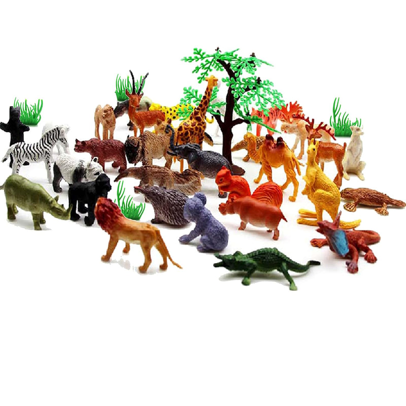 Safari Animals Figures Toys 53 Piece Mini Realistic Wild Vinyl Plastic Farm An