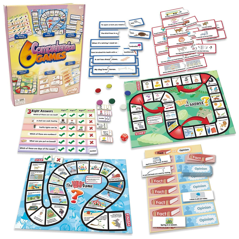 Junior Learning 6 Comprehension Games, Multi, (Model: JL406), 10.25 H x 2.5