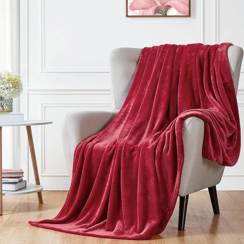 Fleece Blanket Plush Throw Fuzzy Lightweight (Xl-Twin Size 66X90 Red) Super So