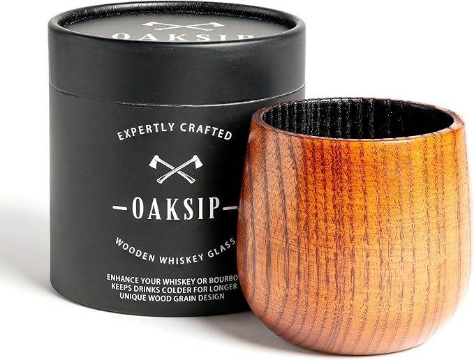 The Original Charred Wooden Bourbon Drinking Glass Bourbon Gifts for Men | Charred Wooden Old Fashioned Glass | Great Whiskey Gifts for Men, Dad, or Brother | Gifts For Men Who Have Everything