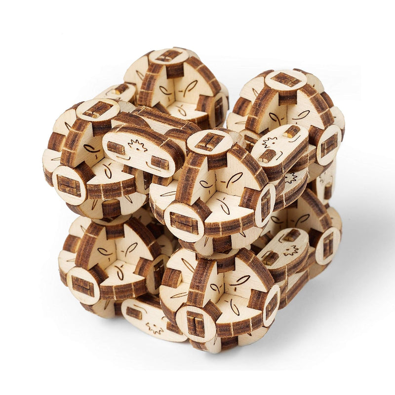 Flexi Cubus Brainteaser, 3D Mechanical Model, Wooden Puzzle Ideal Gift For Adu