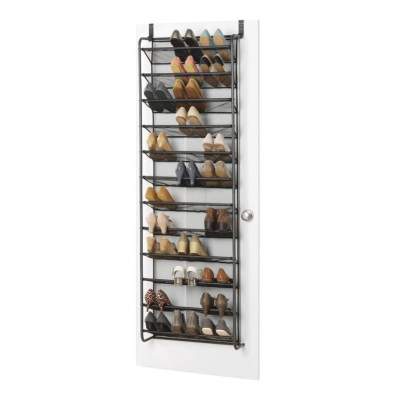 36 Pair Over-The-Door Rack-Gunmetal Gray Shoe Organizer