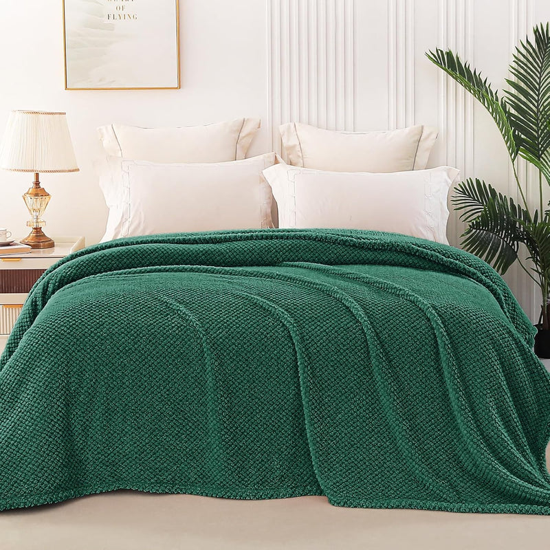 Queen Size Fuzzy Fleece Blanket, Fluffy Warm Soft Jacquard Bed Blankets For Fa
