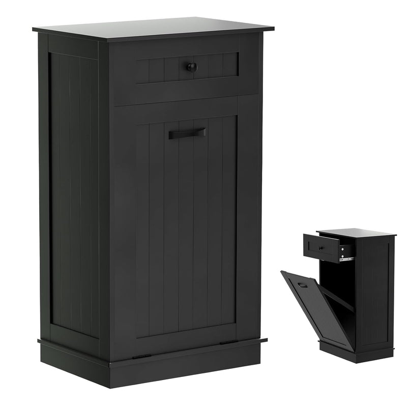 Wooden Tilt Out Trash Cabinet Bin, Dog Proof Garbage Can Holder, Kitchen Island