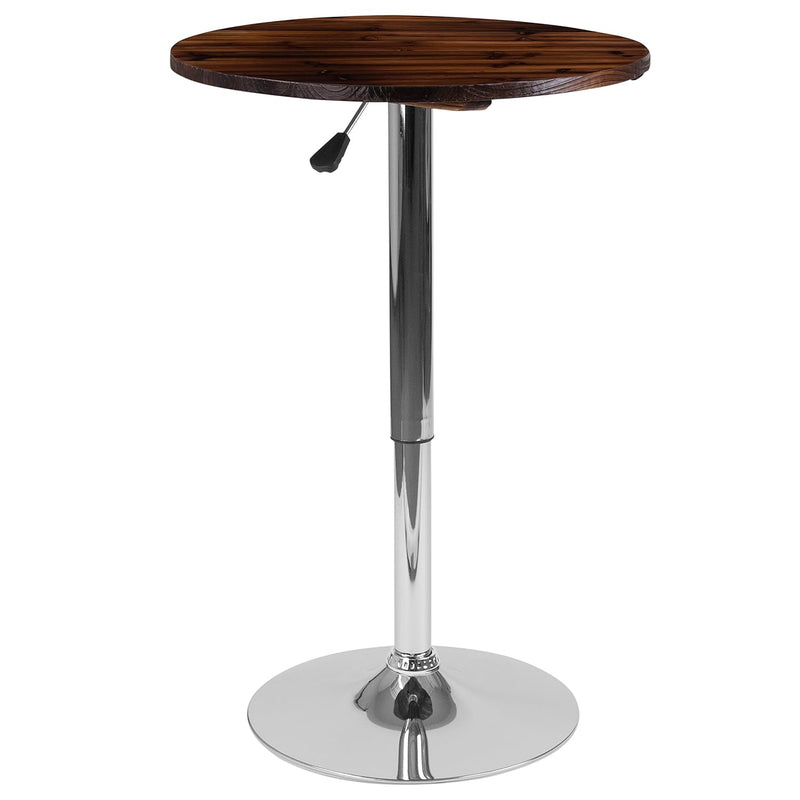 23.5'' Round Adjustable Height Rustic Pine Wood Table (Adjustable Range 26.25'