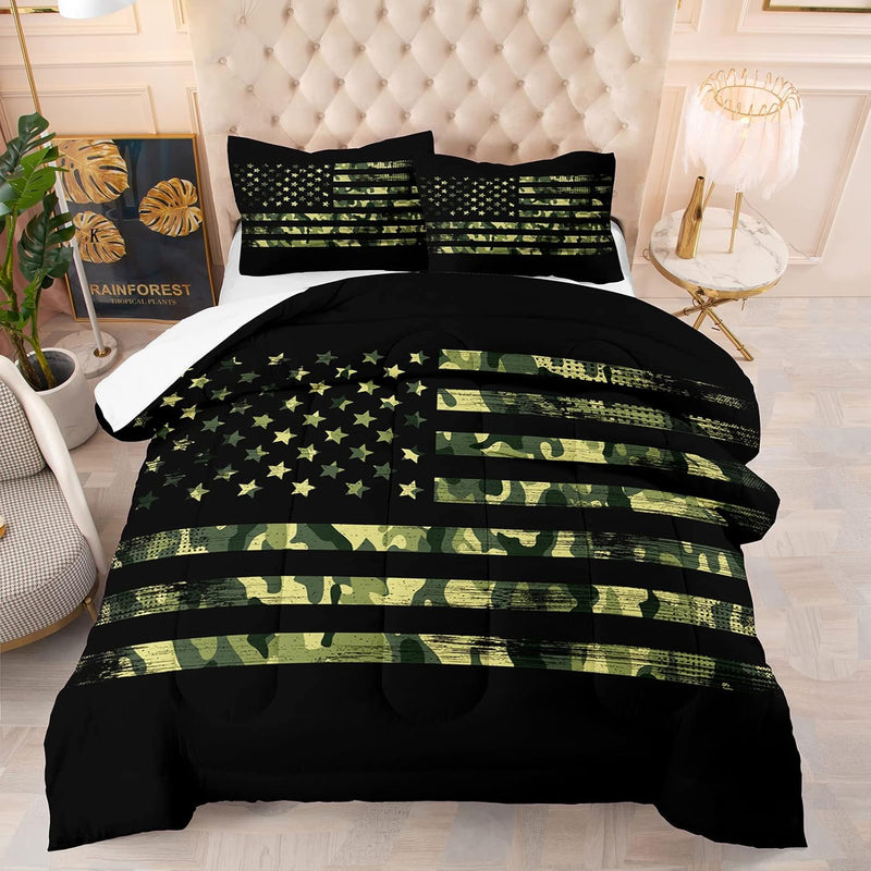 American Flag Comforter Bedding Set Twin For Boys Teens,3D Camouflage American