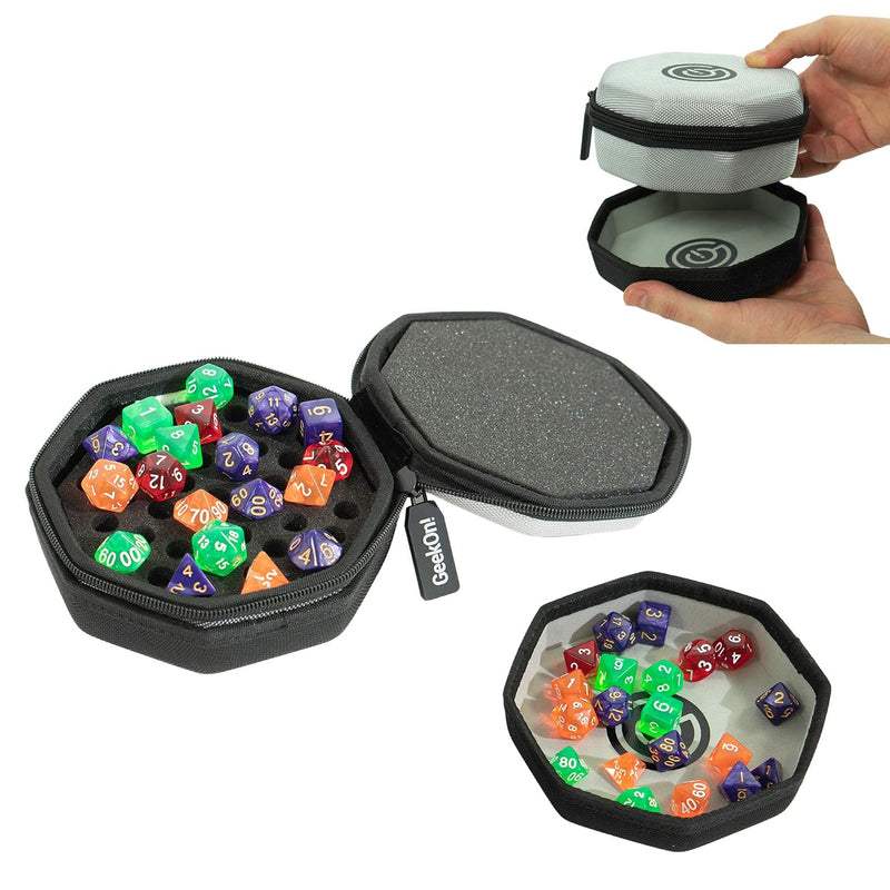 Protective Padded Dice Case & Integrated Felt Dice Tray For Board Games, Table