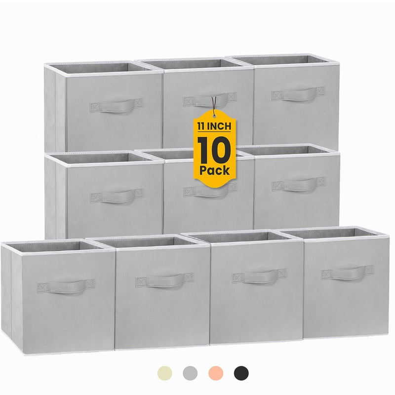 Storage Cubes, 11 Inch Cube Storage Bins (Set Of 10), Fabric Collapsible Storage