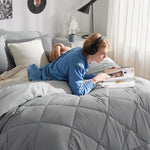 King Size Comforter Set - 7 Pieces Reversible King Bed In A Bag, King Bed Set With Comforters, Sheets, Pillowcases & Shams, Grey King Bedding Set