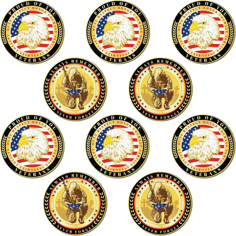 10 Pcs Military Challenge Coins Veterans Appreciation Gift,Retro Style