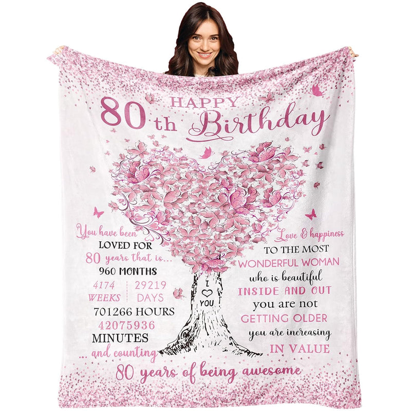 80Th Birthday Gifts For Women Men Blanket 60"X50", 80 Year Old Birthday Gifts