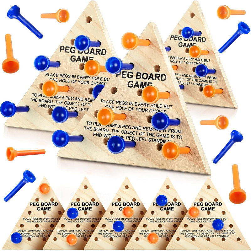 Skylety 12 Packs Wooden Triangle Peg Games Wooden Board Game for Family Boy
