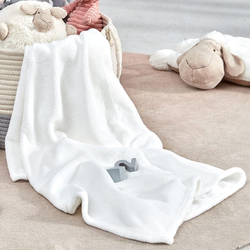 Flannel Fleece Baby Sublimation Blanket 30X40 Inches - Soft Fuzzy Plush White