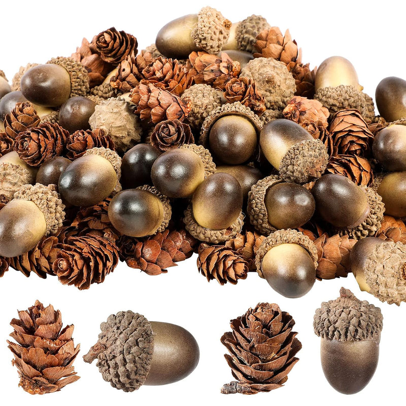 300 Pcs Christmas Mini Acorn Pine Cones Include 150 Natural Mini Pine Cone 150