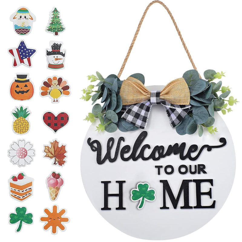 Seasonal Interchangeable Welcome Sign For Front Door Decor, Welcome To Our Hom