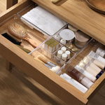 6 Pack Large Clear Plastic Drawer Organizer Trays, Acrylic Kitchen Drawer Organization and Storage Dividers, Non-Slip Storage Bins for Makeup, Kitchen Utensils, Bathroom, Jewelries and Office Desk