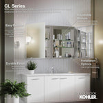 CB-CLC2026FS 20" W x 26" H Single-Door Bathroom Medicine Cabinet with Mirror, Recessed or Surface Mount Bathroom Wall Cabinet, Beveled Edges,Silver