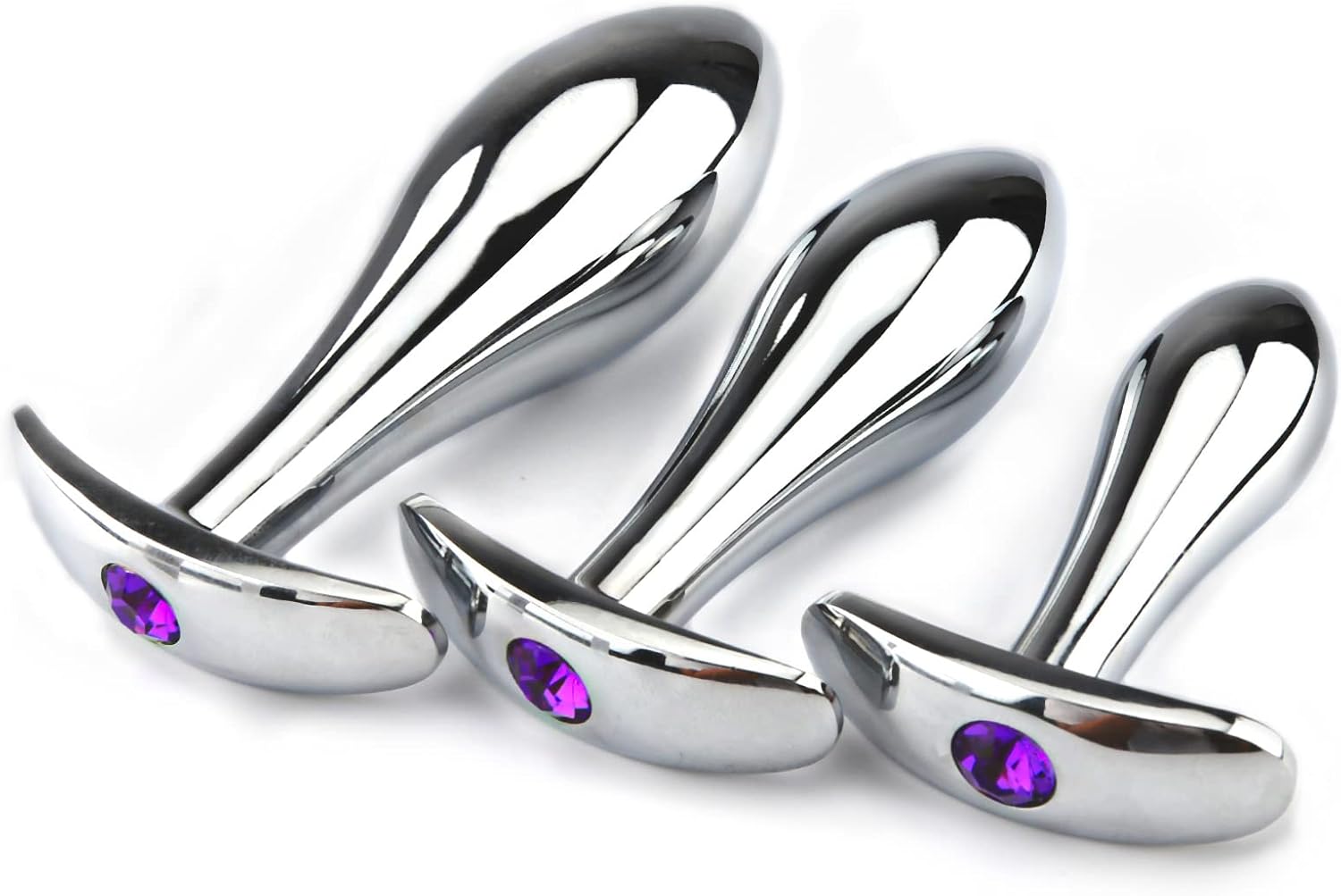 Metal Prostate Tools 3PC Metal Anal Plug Set with Diamond Accents, Prostate Massager for Co ...