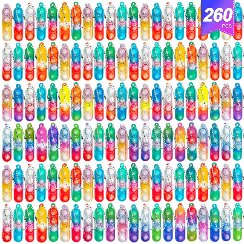 260 Pcs Pop Keychain Bulk Party Favors,Fidget Toys For Kids Bulk Mini Pop Keyc