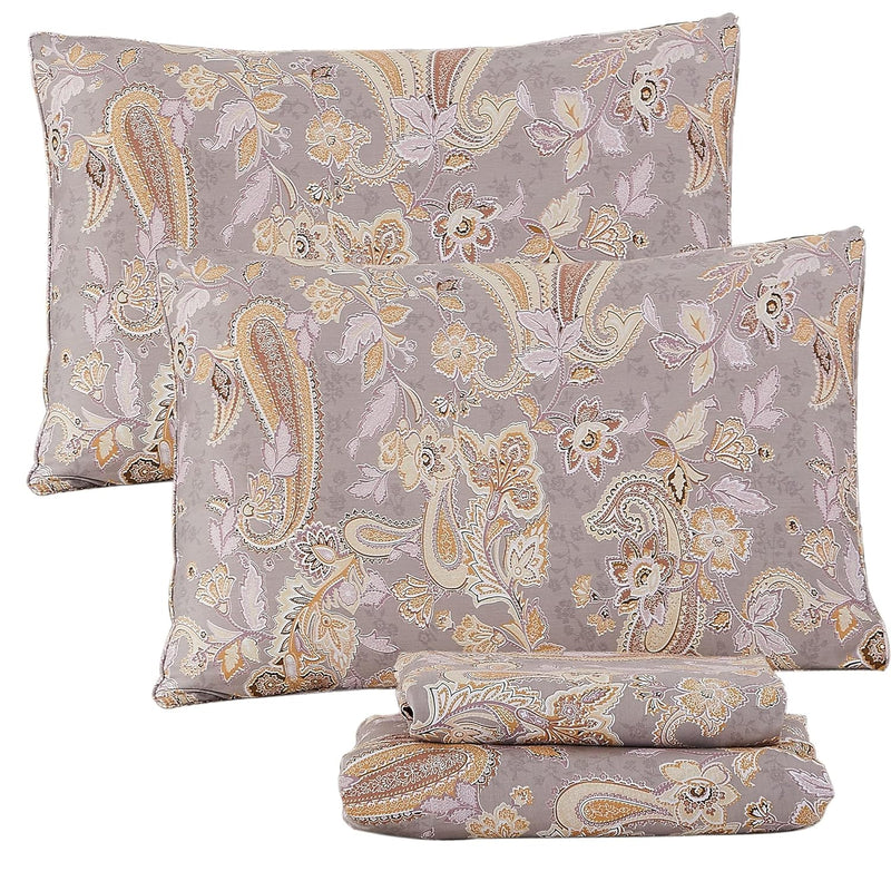 Elegant Paisley Sheets Set Queen Shabby Floral Bedding Classical Gold Paisley