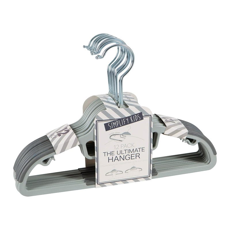 Kids 12 Pack Collar Ultimate Hangers, Non Slip Slim Space Savers, No More Stretc