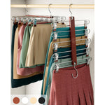 Skirt Hangers Space Saving - European Beechwood Shorts Hangers & Skirt Hangers - Women Space Saving Skirt Hangers with Clips - Closet Organizers & Storage 5 Tier Skirt Hanger Skirt Organizer