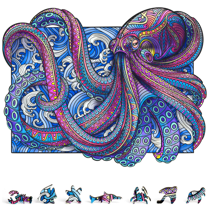 Sea Octopus Jigsaw Puzzles For Adults 200 Piece Unique Wooden Puzzles For A
