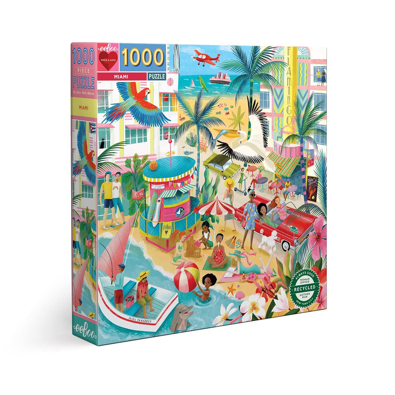 eeBoo: Piece and Love Miami 1000 Piece Adult Square Jigsaw Puzzle, Sturdy P