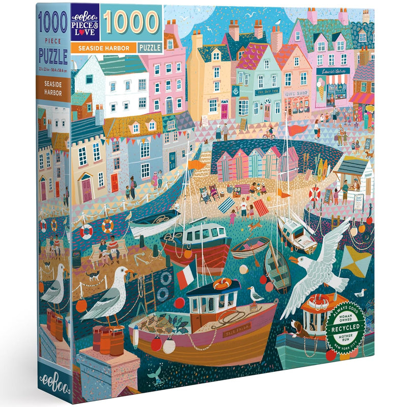 eeBoo Piece & Love: Seaside Harbor - 1000 Piece Puzzle - Adult Square Jigsa