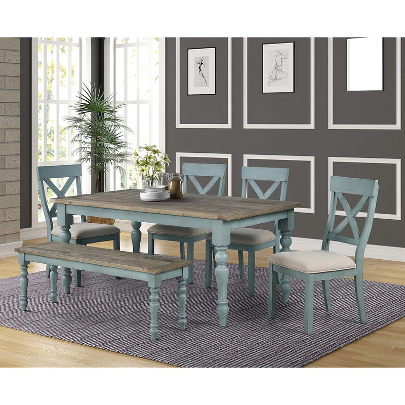 Prato 6-Piece Table Set With Cross Back Chairs And Dining Bench, Multicolor
