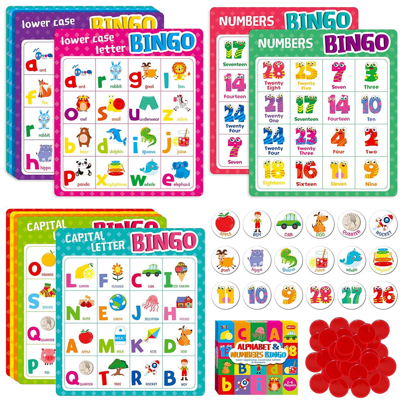 SpriteGru Alphabet Bingo Game, Uppercase/Lowercase/Number Bingo Game ABC an