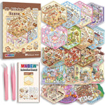20 Sets DIY 3D Sticker Scene Book for Kids and Adults Cozy Room Sticker Therapy Decorations