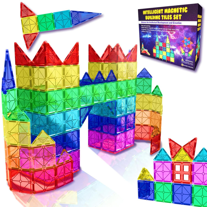 Magnetic Tiles Building Blocks Construction Toys For Boys & Girls 47Pc Stem