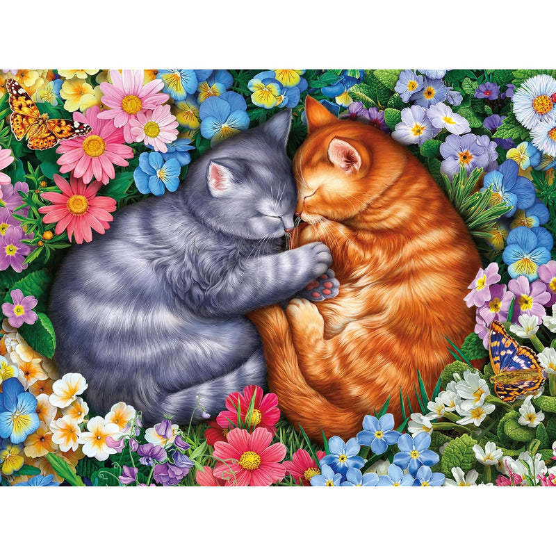 Ceaco - Sleeping Kittens in Flowers - 300 Oversized Piece Jigsaw Puzzle, 24