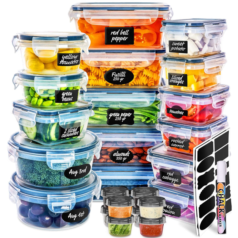 24 Pack Food Storage Containers With Lids, Plastic Leak-Proof Bpa-Free Containers For Kitchen Organization, Meal Prep, Lunch Containers (Includes Labels & Pen)