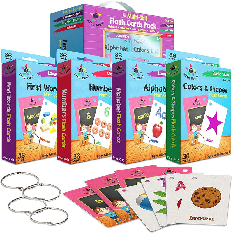 Words Toddler Flash Cards Set Of 4 Number Flash Cards, First Words, Colors