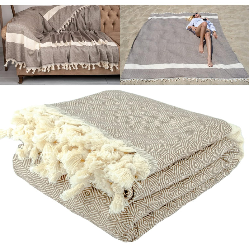 2022 - 90X82 Inches Xxxl Turkish Cotton Multipurpose Blanket, Throw Blanket Be