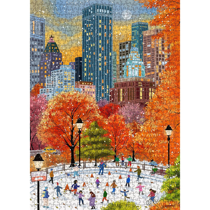 Fall Central Park Puzzles 1000 Pieces For Adults, Fun Fall Winter Snow Jigs