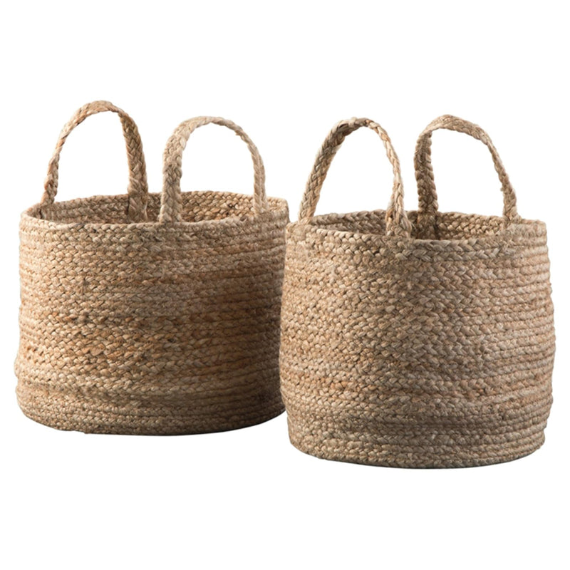 Signature Design By Ashley Brayton Jute 2 Piece Braided Basket Set, Light Brown