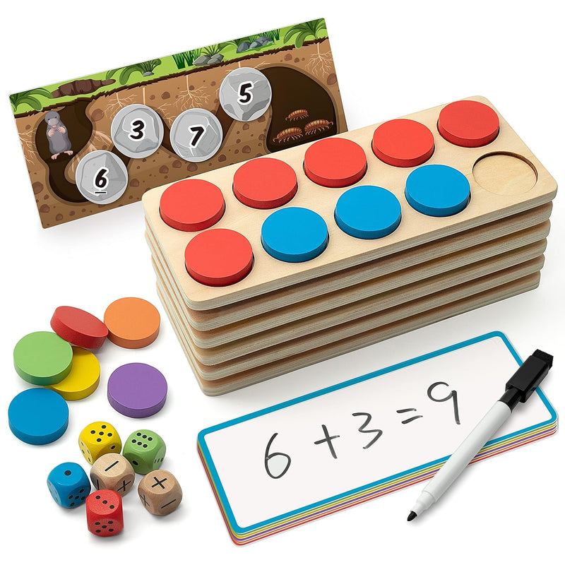 Wooden Ten Frame Set Math Manipulatives For Kindergarten Elementary 1St 2Nd