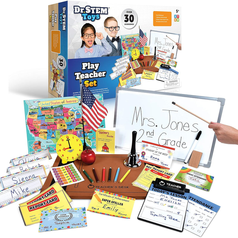 Dr. Stem Toys Play Teacher Role Play Set Includes Reusable White Board, Bel